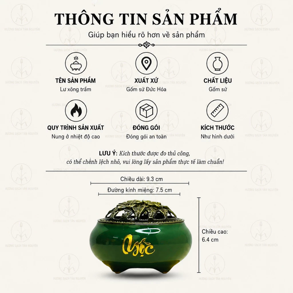 Lư Xông Trầm Gốm Sứ Ngũ Sắc