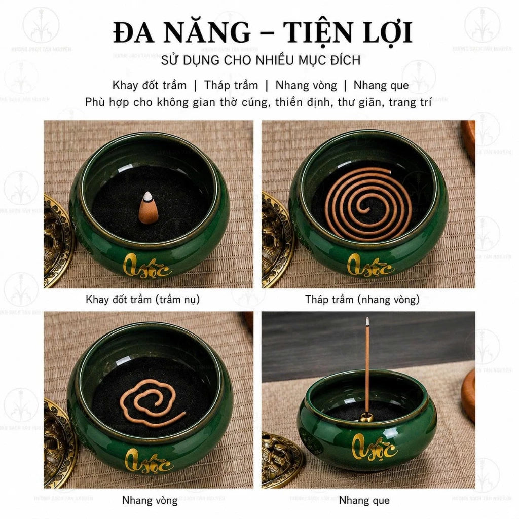 Lư Xông Trầm Gốm Sứ Ngũ Sắc