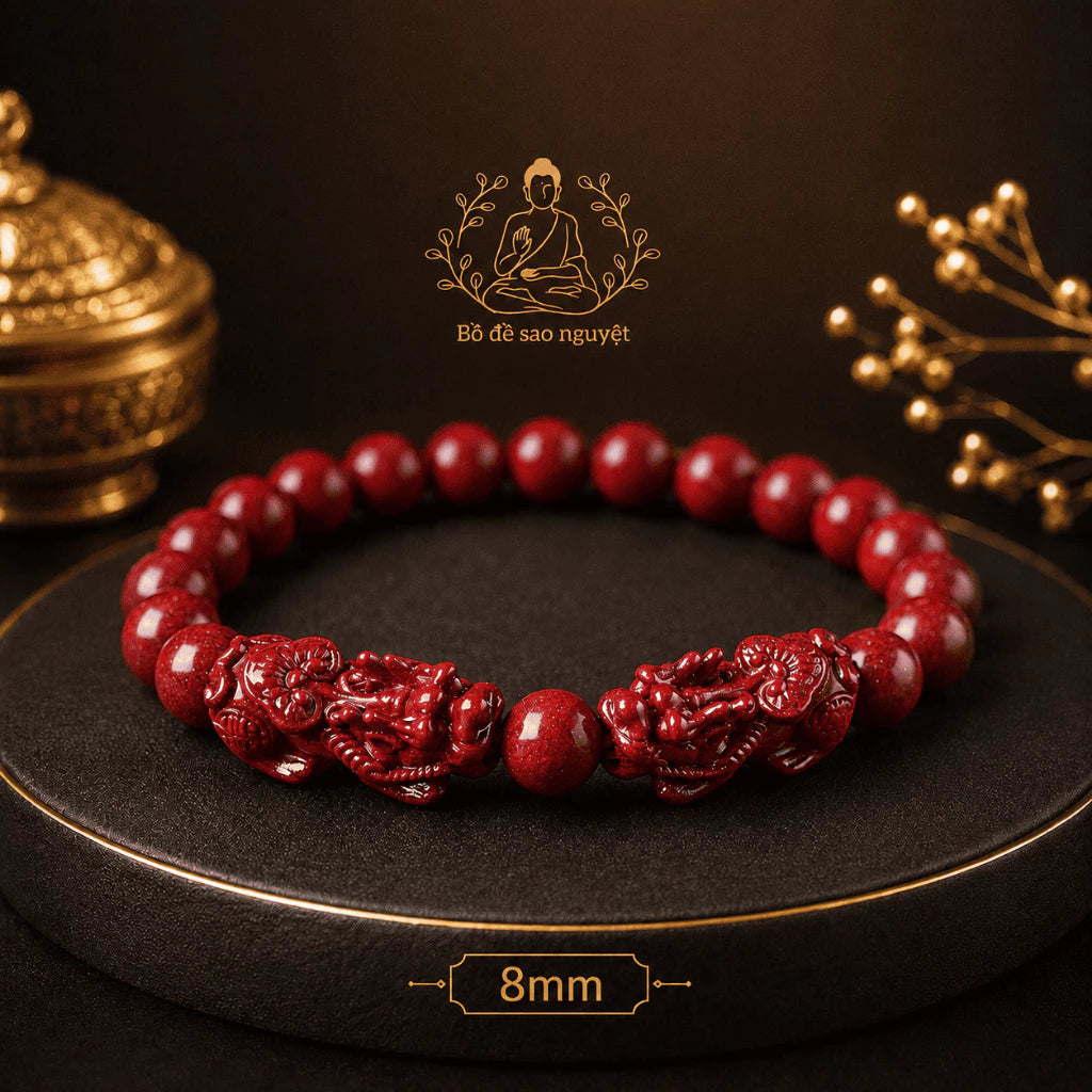 S12 Vòng Tay Chu Sa Charm Tỳ Hưu Đỏ