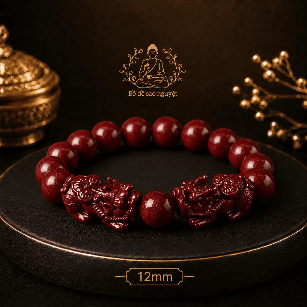 S12 Vòng Tay Chu Sa Charm Tỳ Hưu Đỏ
