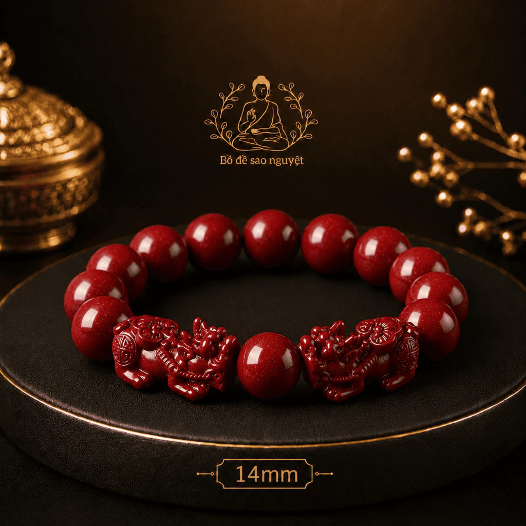 S12 Vòng Tay Chu Sa Charm Tỳ Hưu Đỏ