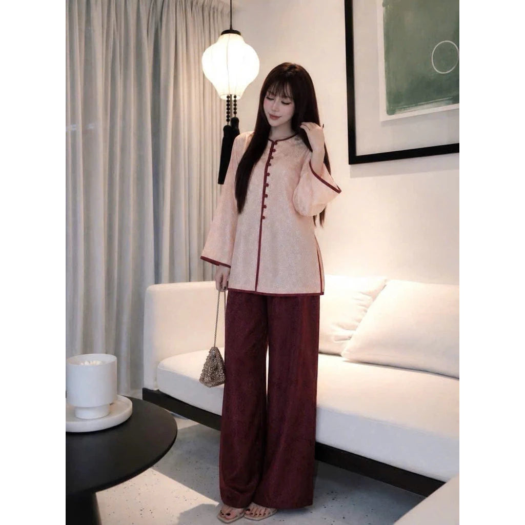 (Có Size Lớn) PP455 set bà ba pháp phục lụa tằm tencel ánh kim phối viền sang trọng và trẻ trung
