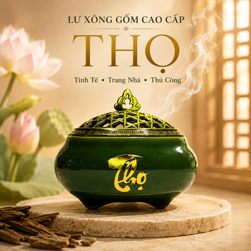 Lư Xông Trầm Gốm Cao Cấp Phúc Lộc Thọ