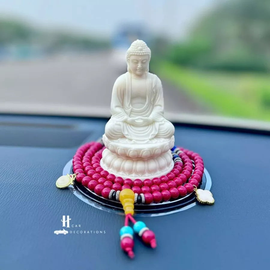 Tượng Phật Thích Ca A Di Đà Hạt Ngà – Tọa Đài Sen Thiền Định – Trang Trí Taplo Ô Tô, Bàn Làm Việc