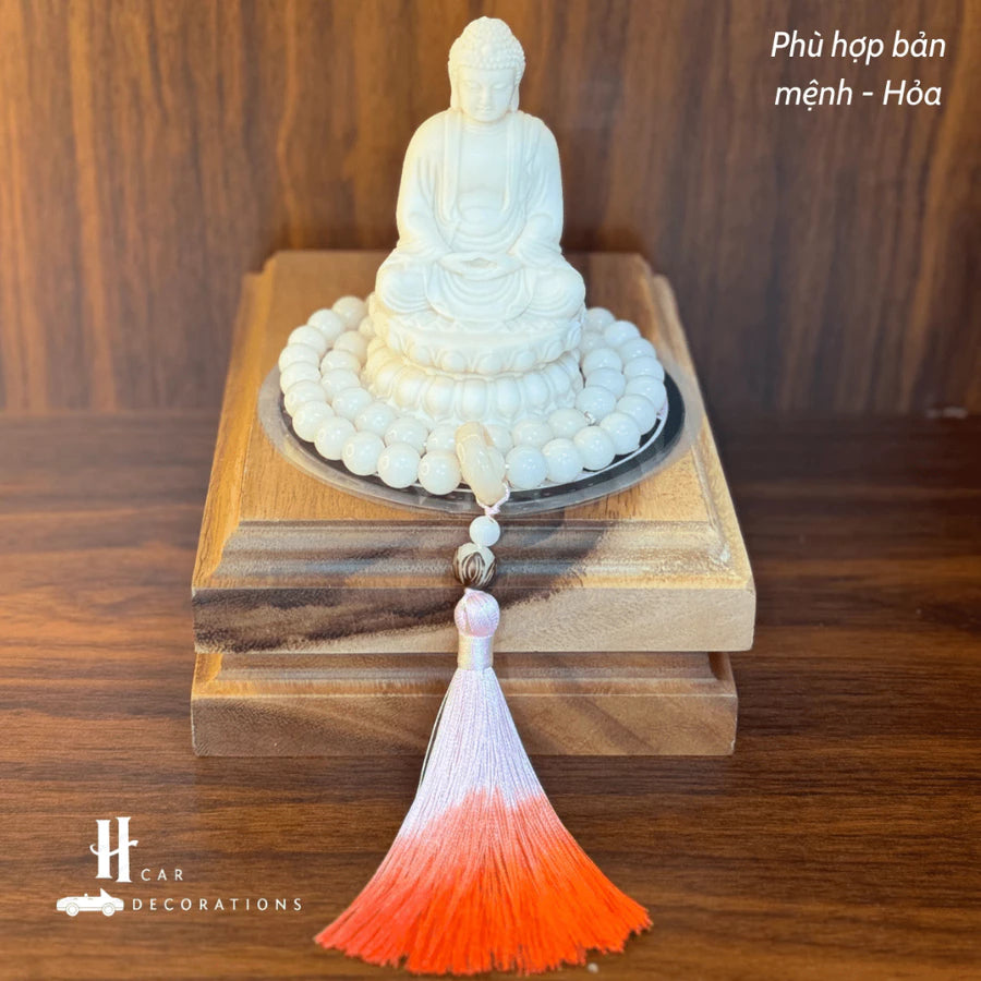 Tượng Phật Thích Ca A Di Đà Hạt Ngà – Tọa Đài Sen Thiền Định – Trang Trí Taplo Ô Tô, Bàn Làm Việc