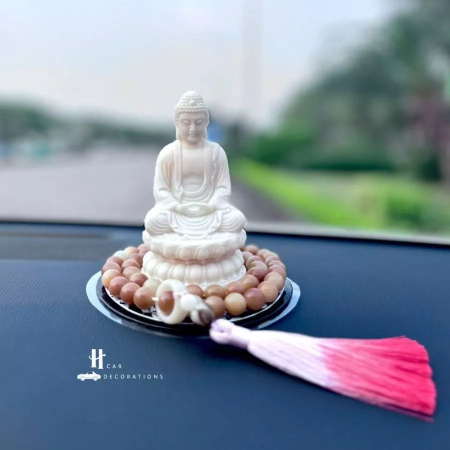 Tượng Phật Thích Ca A Di Đà Hạt Ngà – Tọa Đài Sen Thiền Định – Trang Trí Taplo Ô Tô, Bàn Làm Việc