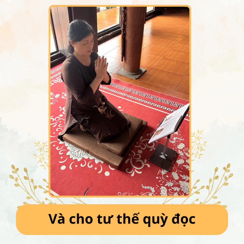 [Xả kho] Combo Tọa Cụ + Bàn Tụng Kinh Cao Cấp - Tặng Túi + Vòng Tay + Lá Bồ Đề
