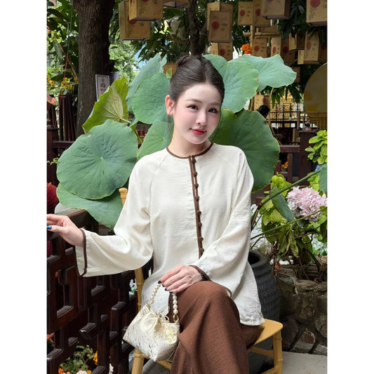 PP452 pháp phục đũi truyền thống phối màu phù hợp đi lễ chùa