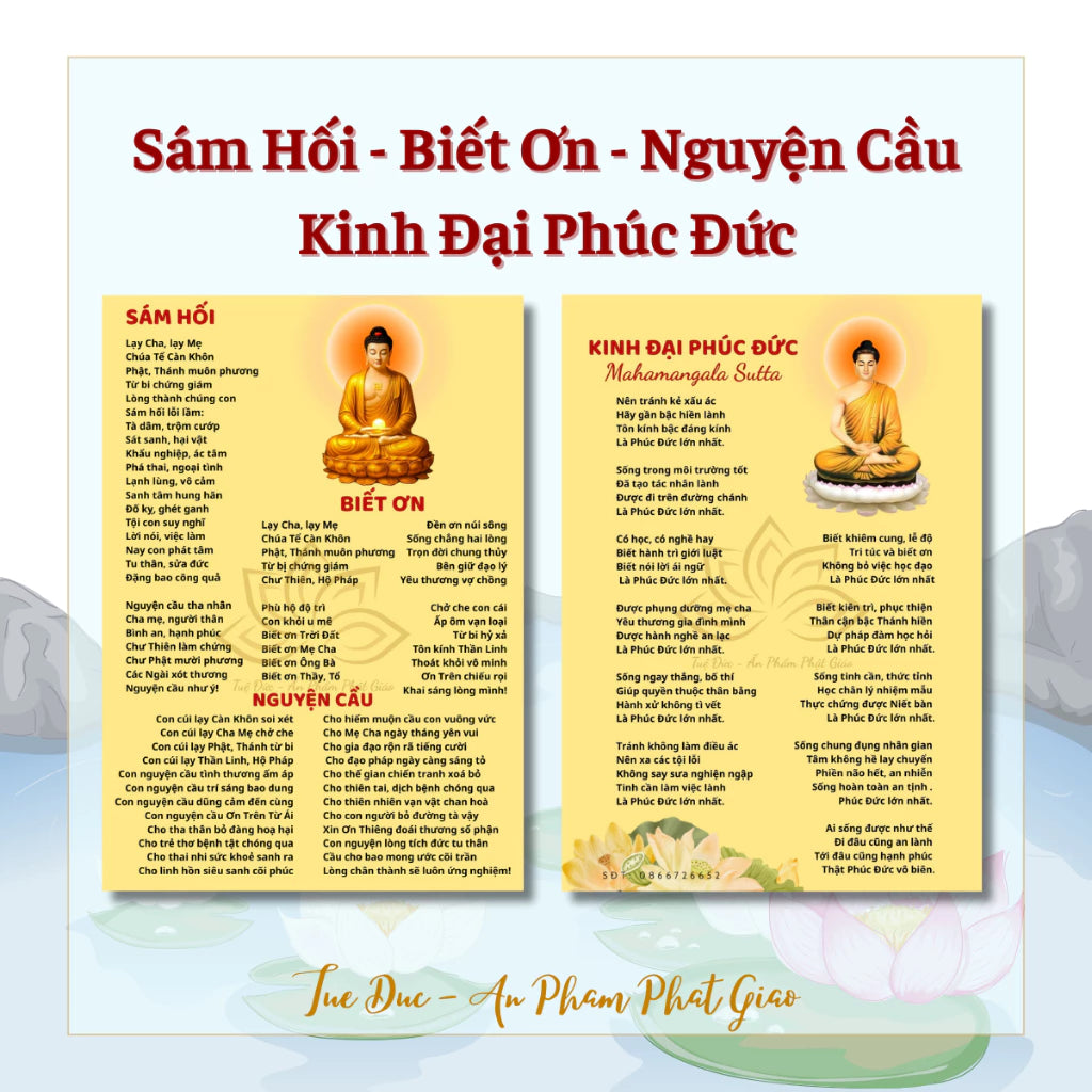 Tờ Sám Hối, Biết Ơn, Nguyện Cầu - Kinh Đại Phúc Đức