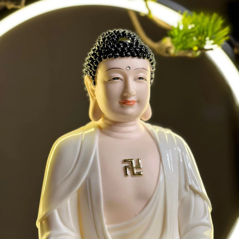 Bộ Tượng Ta Bà Tam Thánh, Thích Ca, Địa Tạng, Quan Âm Xanh Ngọc 12 inch