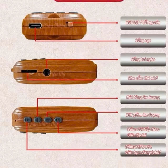 Máy Nghe Kinh Phật Mini Đeo Cổ, Cầm Tay Tiện Lợi 58 Bài