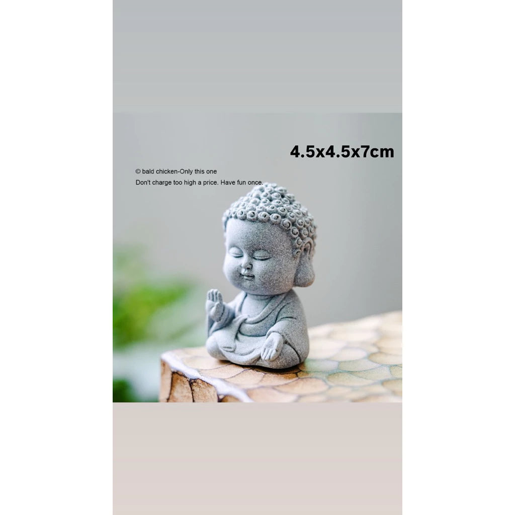 Bộ 3 Tượng Tam Tiểu Phật Adida Mini Decor Tiểu Cảnh- Bàn Trà- Terrarium - Tượng Decor Chất Liệu Đá Nhân Tạo Cao Cấp