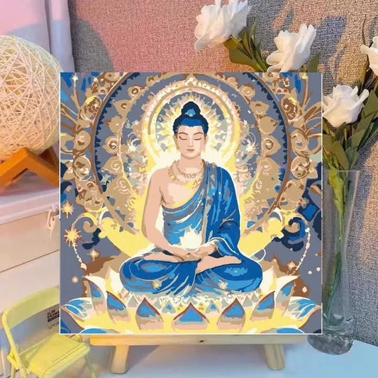 [Dược Sư 2] Tranh Số Hoá Phật giáo đã căng khung 20x20cm
