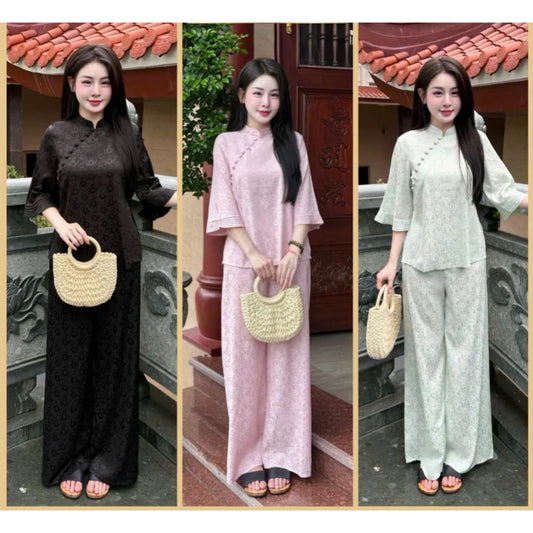 (Có Size Lớn) SeT ĐỒ LAM NỮ MÀU TRƠN CHO LỄ ĐI CHÙA NHẸ NHÀNG, LỊCH SỰ