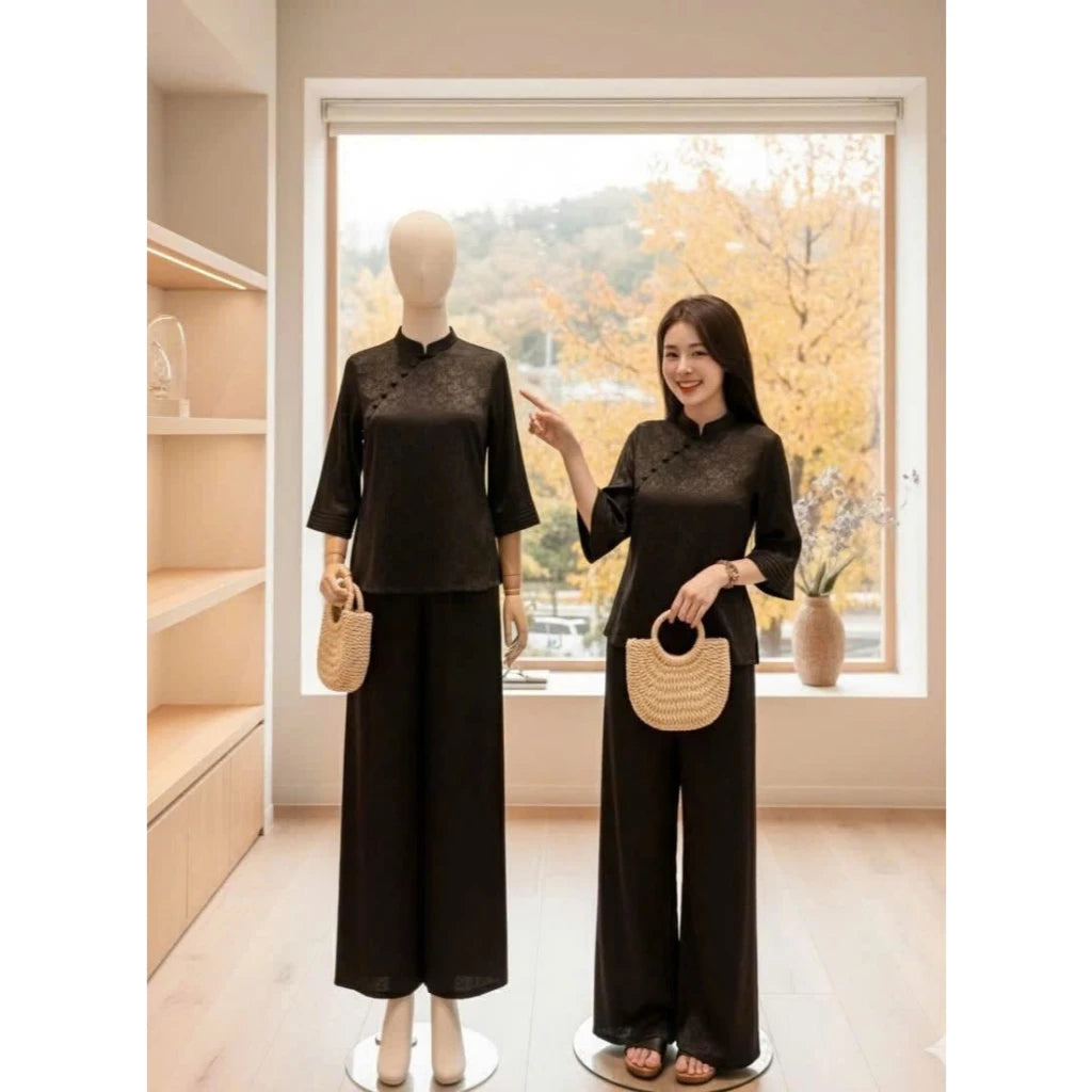 SÉT ĐỒ LAM ĐI LỄ, ĐI CHÙA NHẸ NHÀNG, LỊCH SỰ TÔN VẺ TRANG NGHIÊM