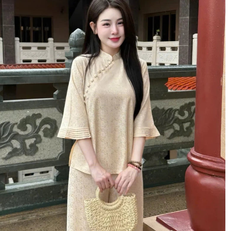SÉT ĐỒ LAM ĐI LỄ, ĐI CHÙA NHẸ NHÀNG, LỊCH SỰ TÔN VẺ TRANG NGHIÊM