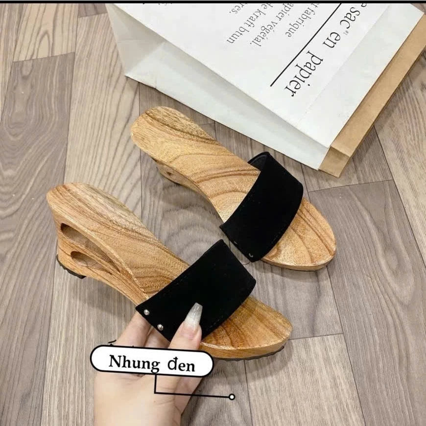 Guốc mộc truyền thống có đế chống trơn mặc áo dài, áo bà ba, đi chùa, việt phục