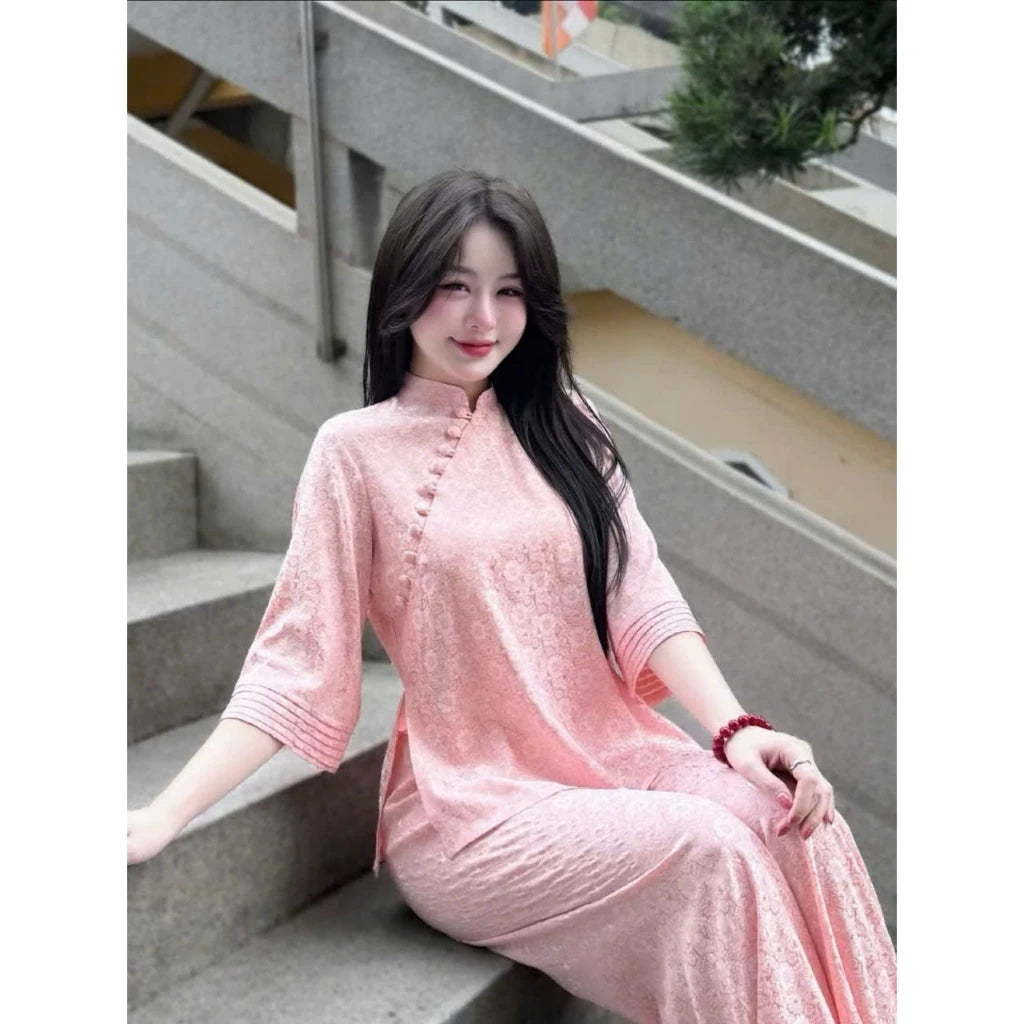 (Có Size Lớn) SeT BỘ LAM THIẾT KẾ TAY LỠ ĐI LỄ, ĐI CHÙA MÀU TRƠN LỊCH SỰ, SANG TRỌNG