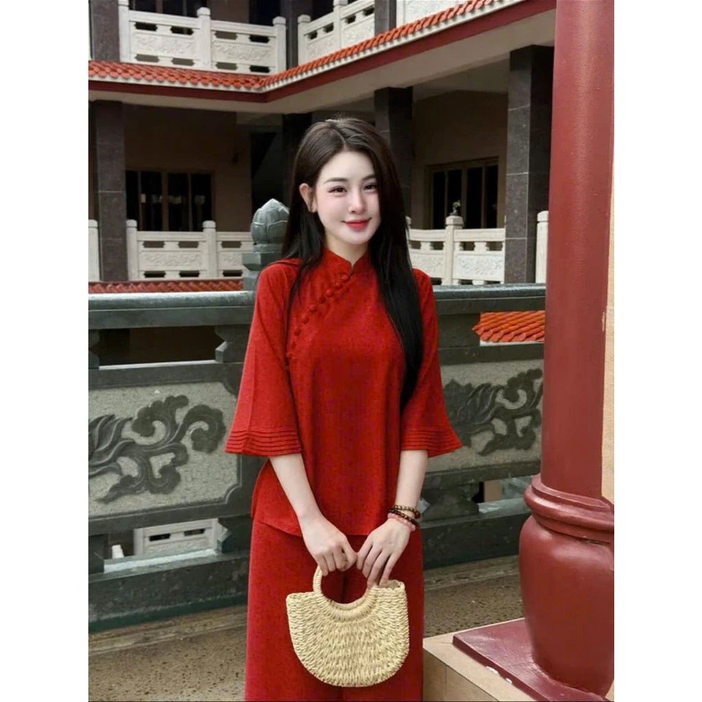 (Có Size Lớn) SeT BỘ LAM THIẾT KẾ TAY LỠ ĐI LỄ, ĐI CHÙA MÀU TRƠN LỊCH SỰ, SANG TRỌNG