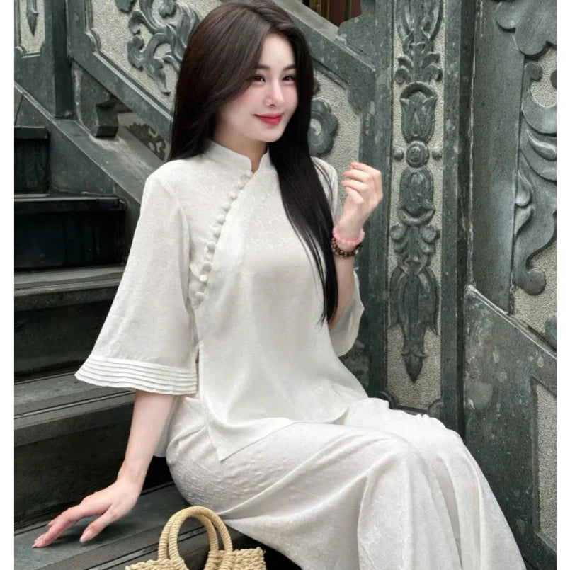 (Có Size Lớn) SeT BỘ LAM THIẾT KẾ TAY LỠ ĐI LỄ, ĐI CHÙA MÀU TRƠN LỊCH SỰ, SANG TRỌNG