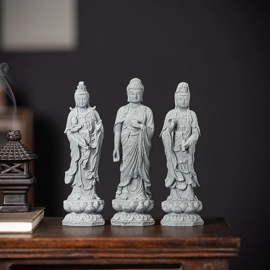 Bộ Tượng Tây Phương Tam Thánh – Phật A Di Đà, Quan Thế Âm Bồ Tát, Đại Thế Chí Bồ Tát - Tượng Decor Bột Đá Cao Cấp